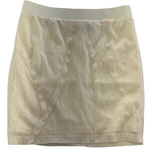 No Vacancy Skirt Womens Small Butter Yellow Mesh Mini Layered Sheer Lined